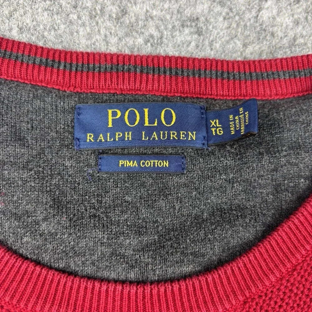 Polo Ralph Lauren Sweater‎ Mens Xl Red Long Sleeve Preppy Pima Cotton Casual